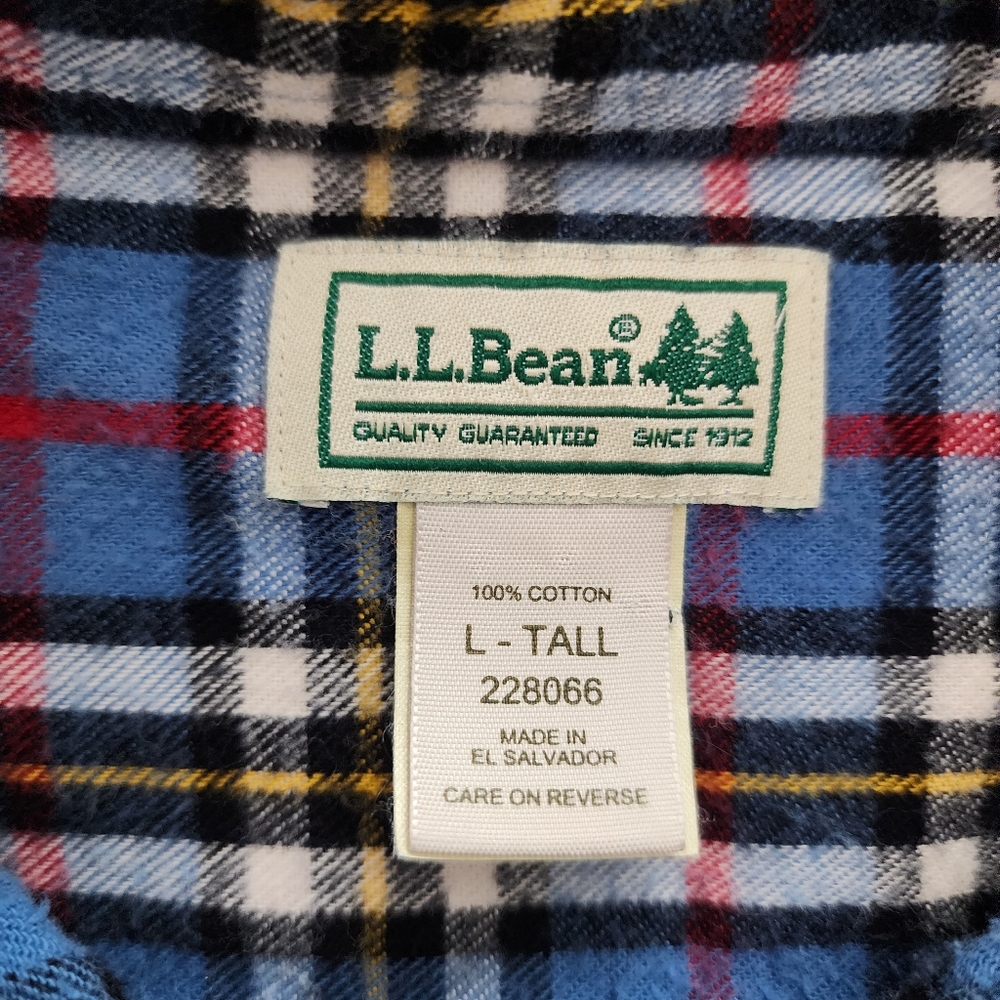 L.L.Bean Scotch Plaid Flannel L/S Shirt, Traditional Fit, Men's Large-Tall - GUC - Picture 4 of 7